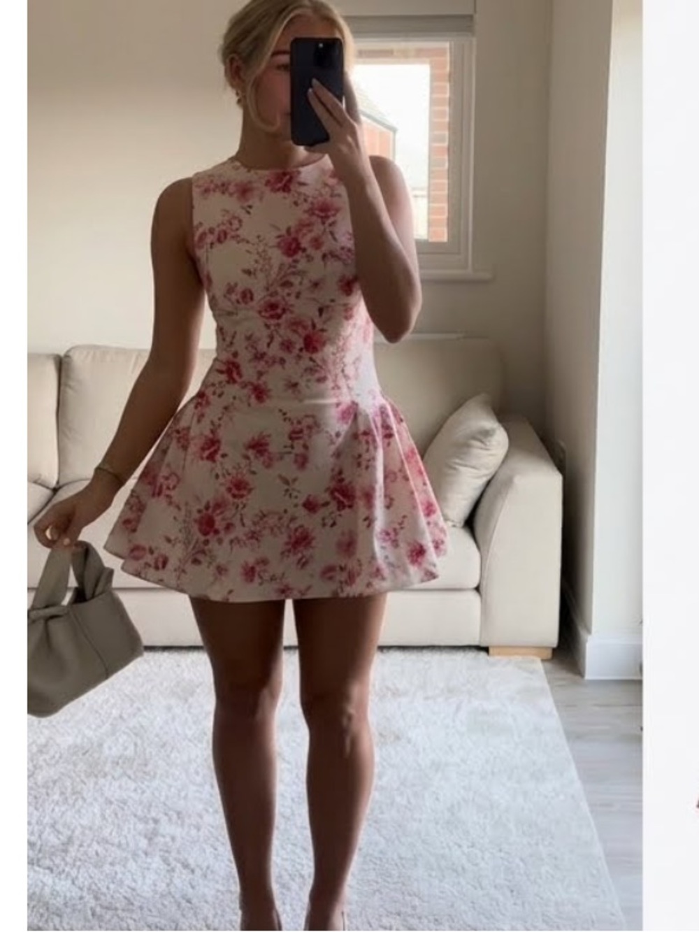 Zara pink white floral blogger favorite playsuit mini dress size SM trendy